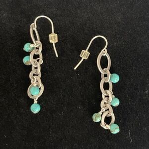 Sterling Silver Turquoise Drop Dangle Earrings Beads 2.25" I purchased these ear